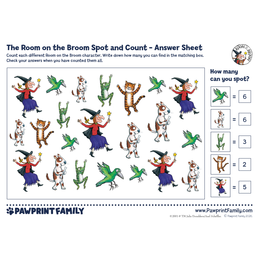 Room On The Broom Spot And Count 5