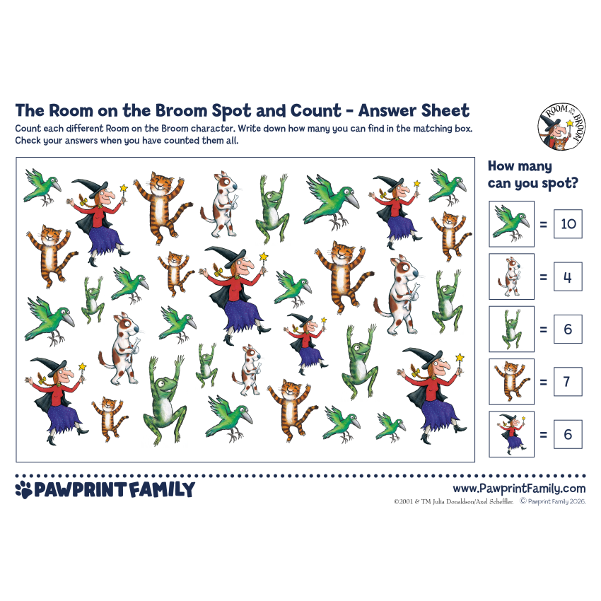 Room On The Broom Spot And Count 6