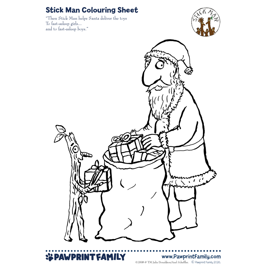 Stick Man Colouring Sheets Full Pack 4
