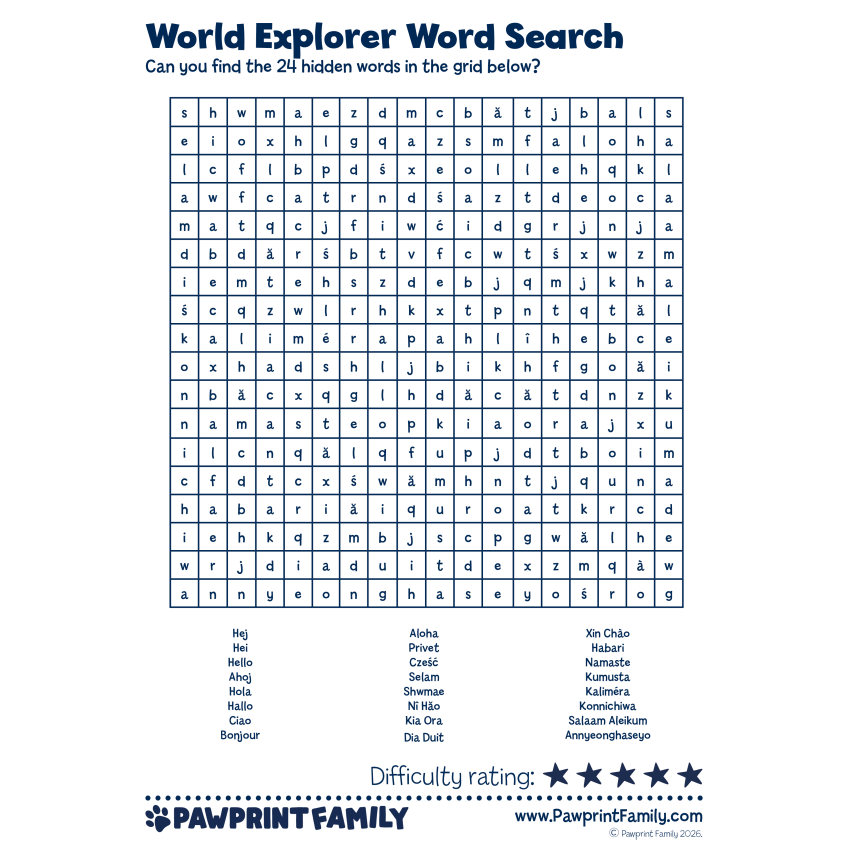 World Explorer Word Search 2