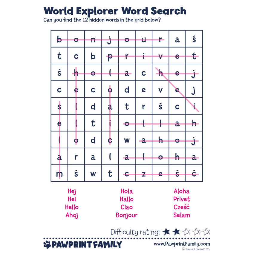 World Explorer Word Search 3