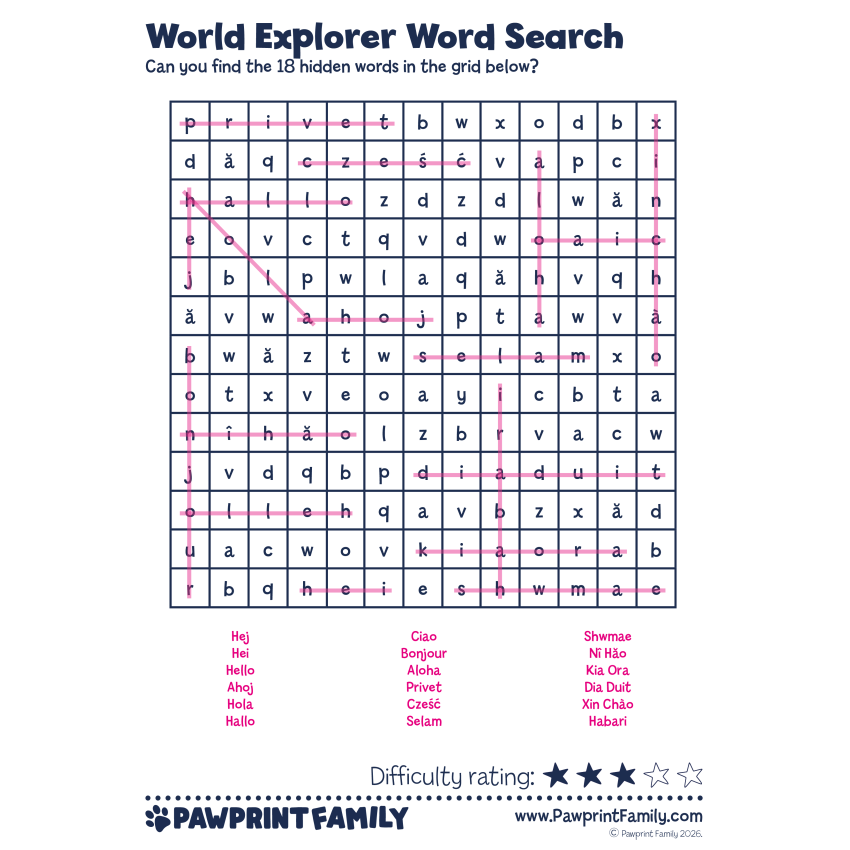 World Explorer Word Search 4