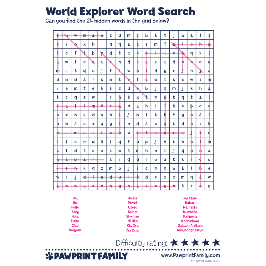 World Explorer Word Search 5