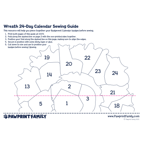 24 Day Calendar Sewing Guide - Christmas Wreath