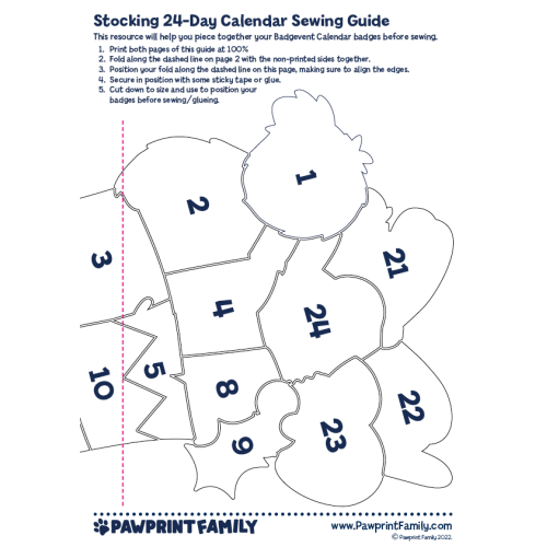 24 Day Calendar Sewing Guide - Stocking