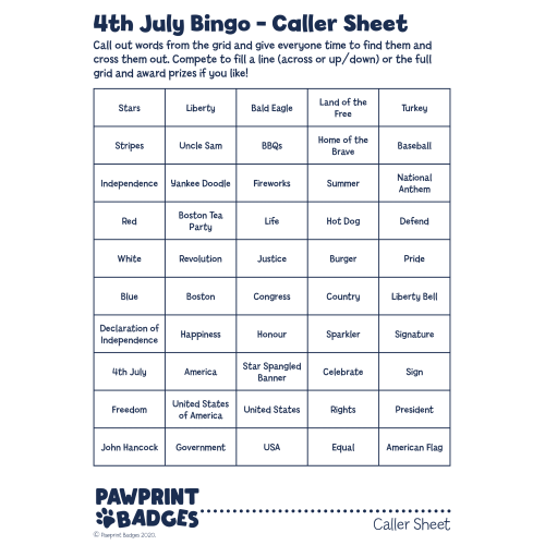 4th July Bingo