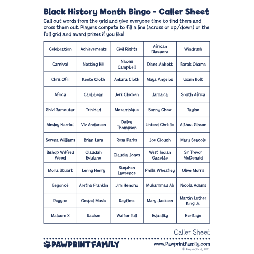 Black History Month Bingo