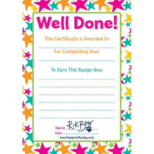 Certificate - Well Done - Badge Award Signed