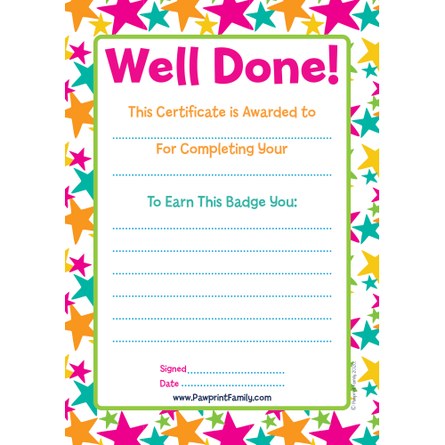 Certificate - Well Done - Badge Award Unsigned