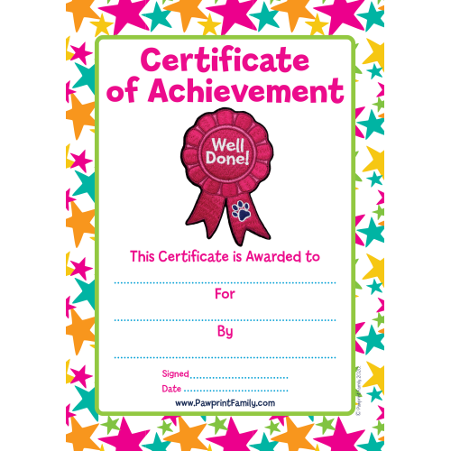 Certificate - Well Done - Pink