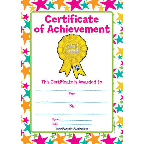 Certificate - Well Done - Yellow