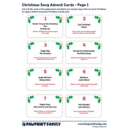 Christmas Song Advent Cards