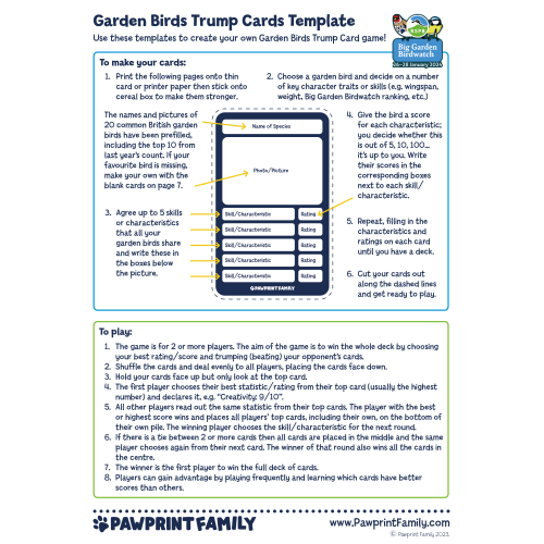 Garden Birds Trump Cards