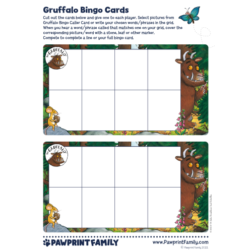 Gruffalo Bingo Cards