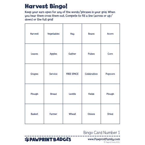 Harvest Bingo