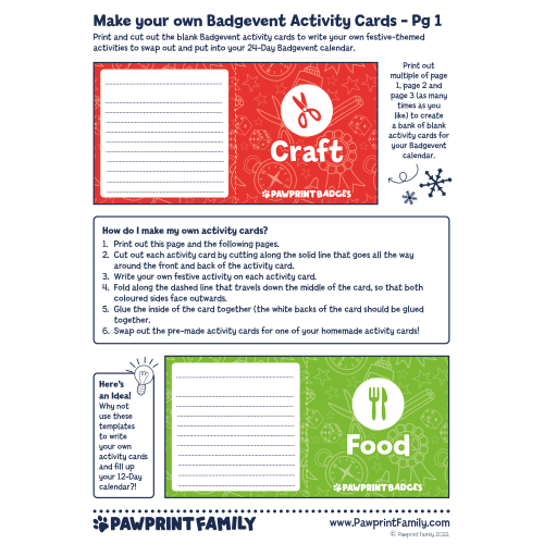 Make you own Badgevent Activity Cards