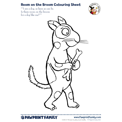 Room on the Broom Colouring Sheet - Dog