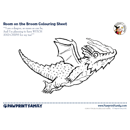 Room on the Broom Colouring Sheet - Dragon