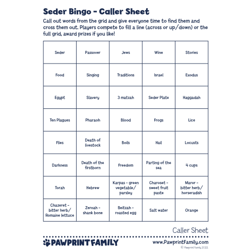 Seder Bingo