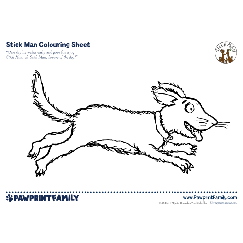 Stick Man Colouring Sheet - Dog