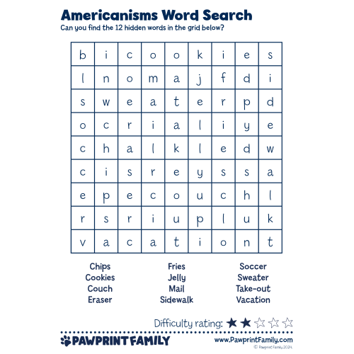 Word Searches - Americanisms