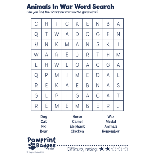 Word Searches - Animals In War