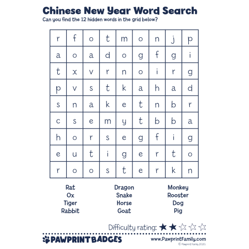 Word Searches - Chinese New Year