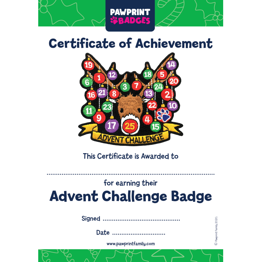 Photograph: Advent Challenge Certificate