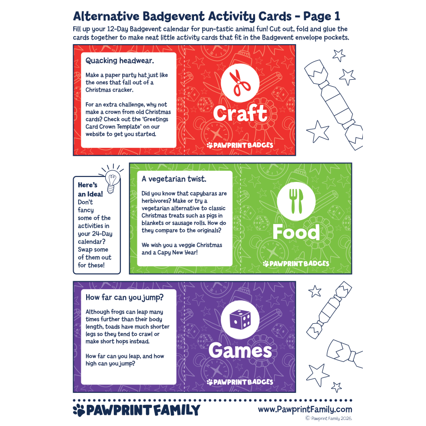 Photograph: Alternative Badgevent Activity Cards - Festive Animals