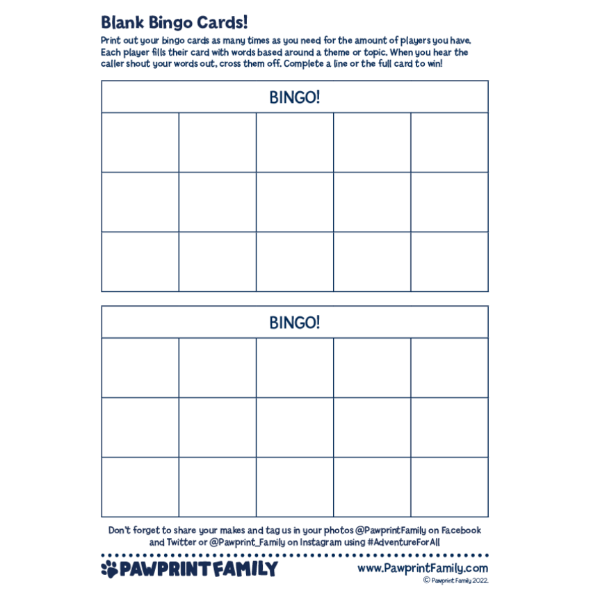 Photograph: Blank Bingo Cards