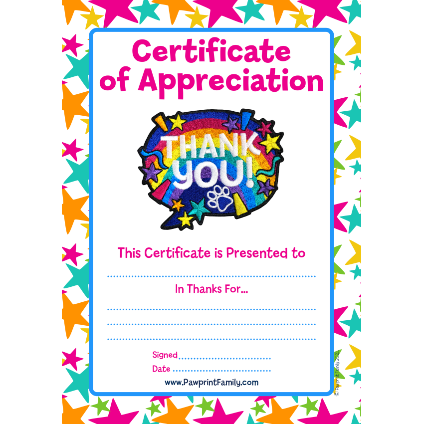 Photograph: Certificate - Thank You