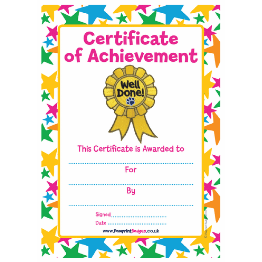 Photograph: Certificate - Well Done - Gold