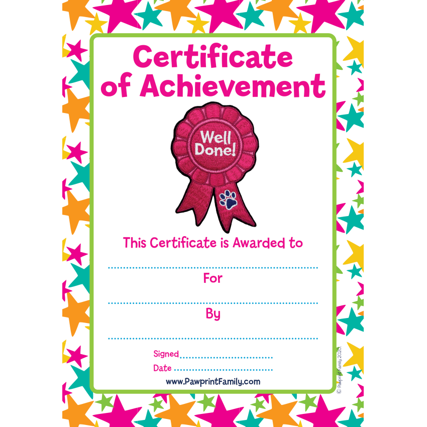 Photograph: Certificate - Well Done - Pink