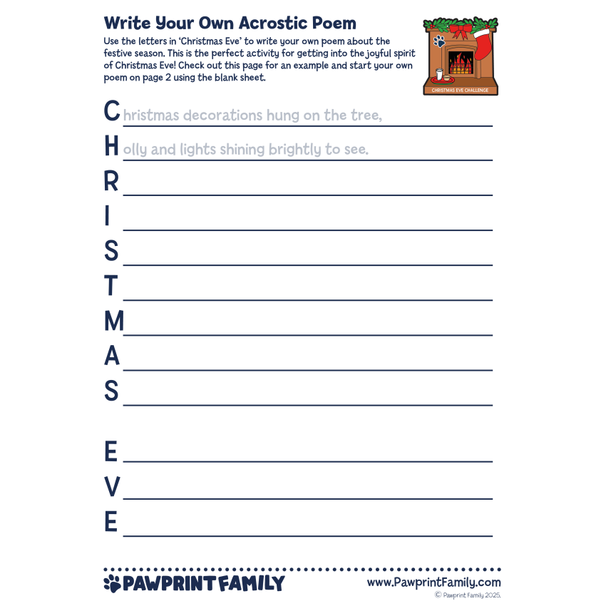 Photograph: Christmas Eve Acrostic Poem