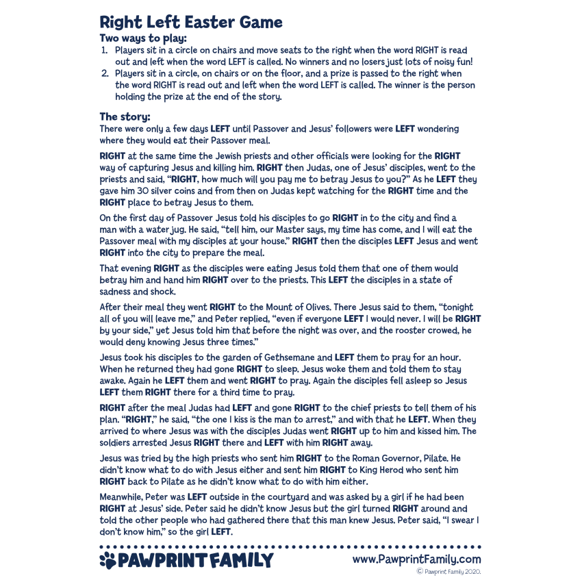 Photograph: Easter Right Left Game