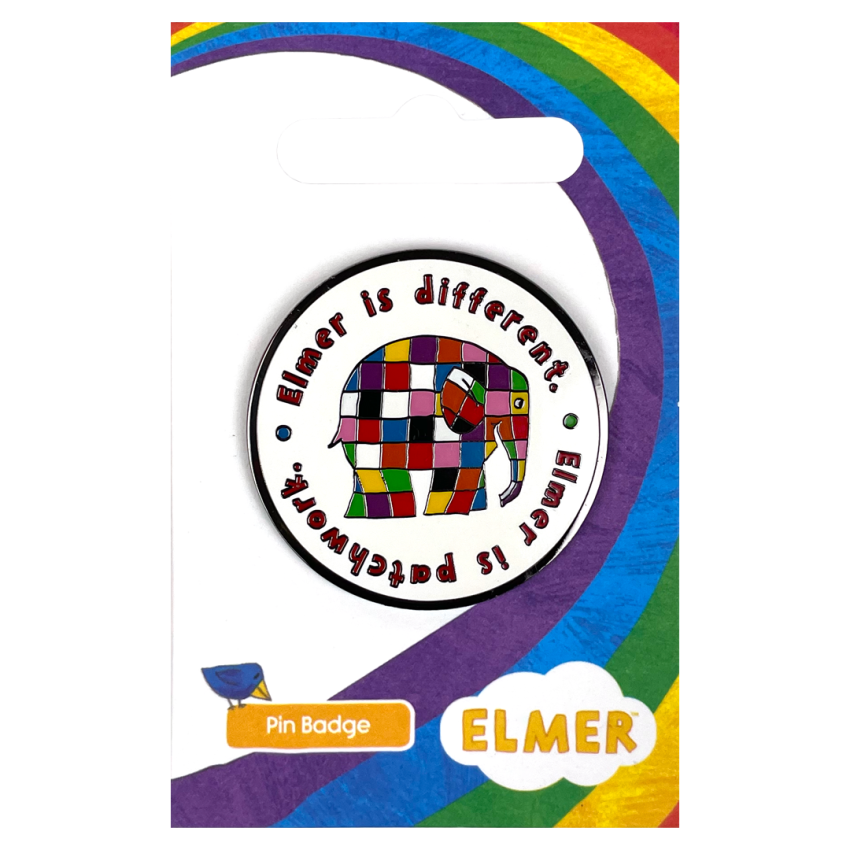 Photograph: Elmer is Patchwork Pin Badge