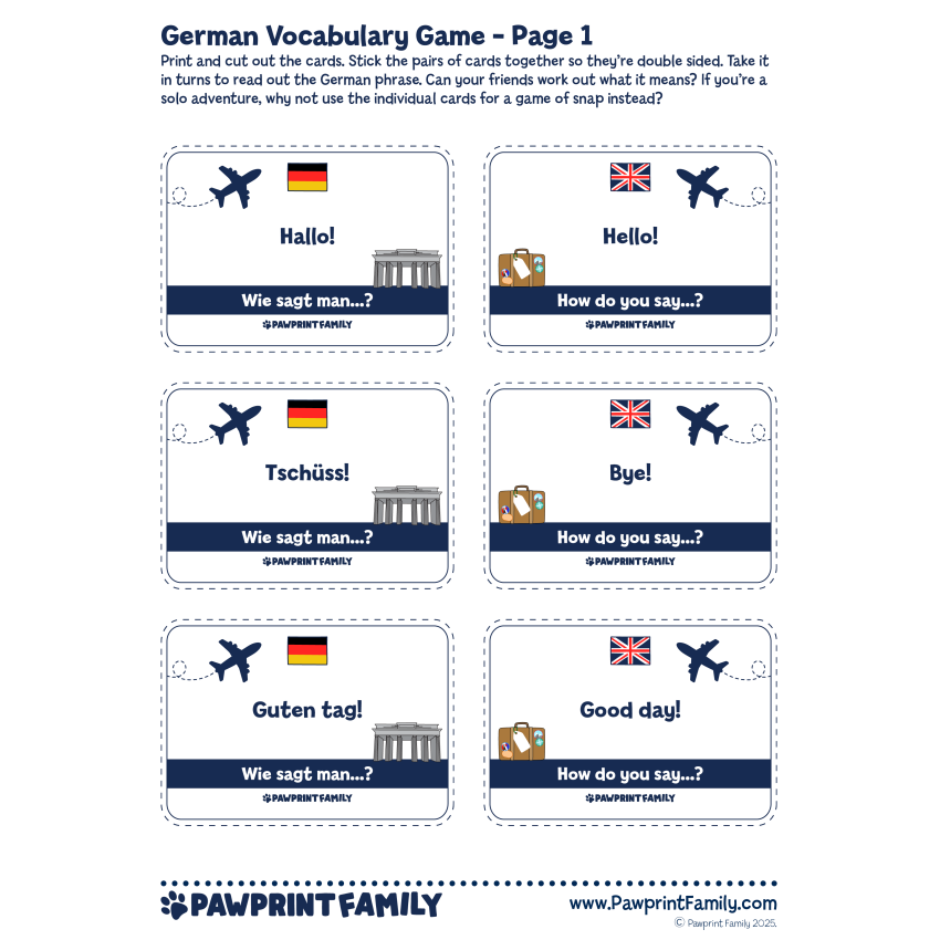 Photograph: German Vocabulary Game