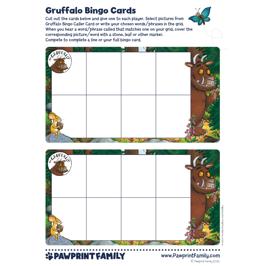 Photograph: Gruffalo Bingo Cards