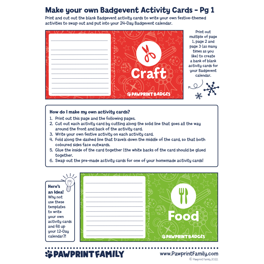 Photograph: Make you own Badgevent Activity Cards