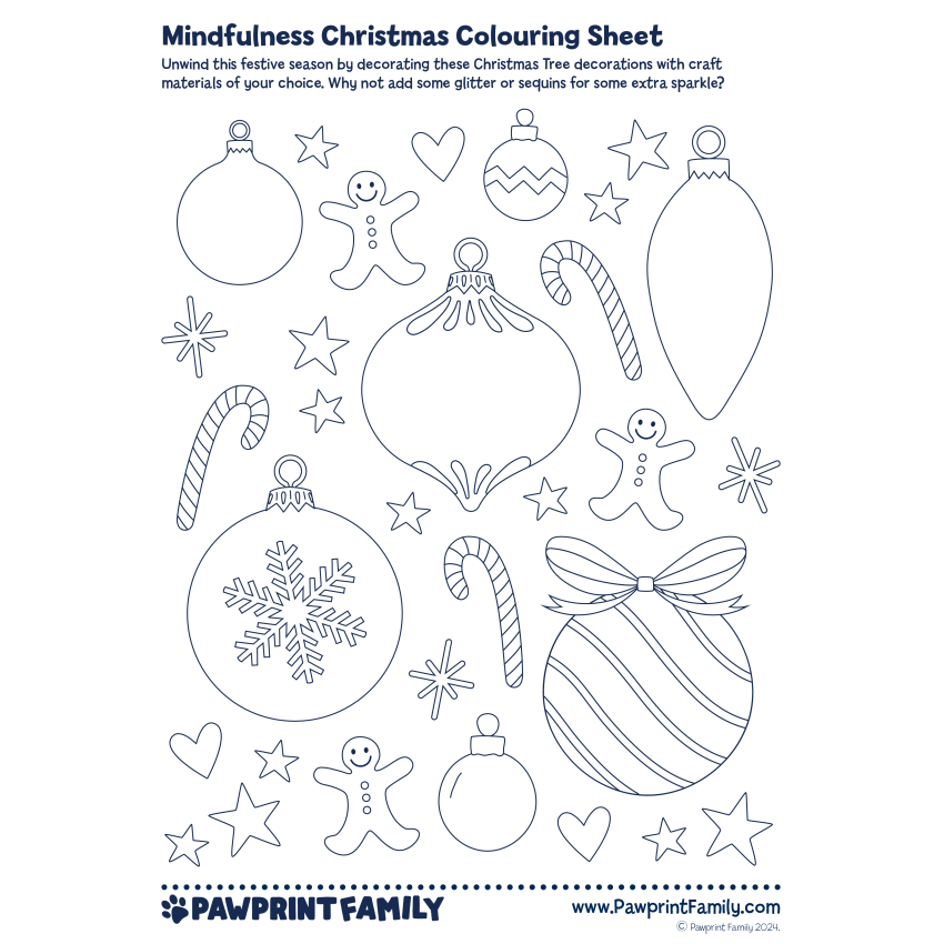 Mindfulness Christmas Colouring Sheet Pawprint Family