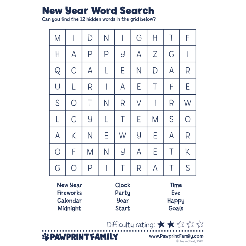 Photograph: New Year Word Searches