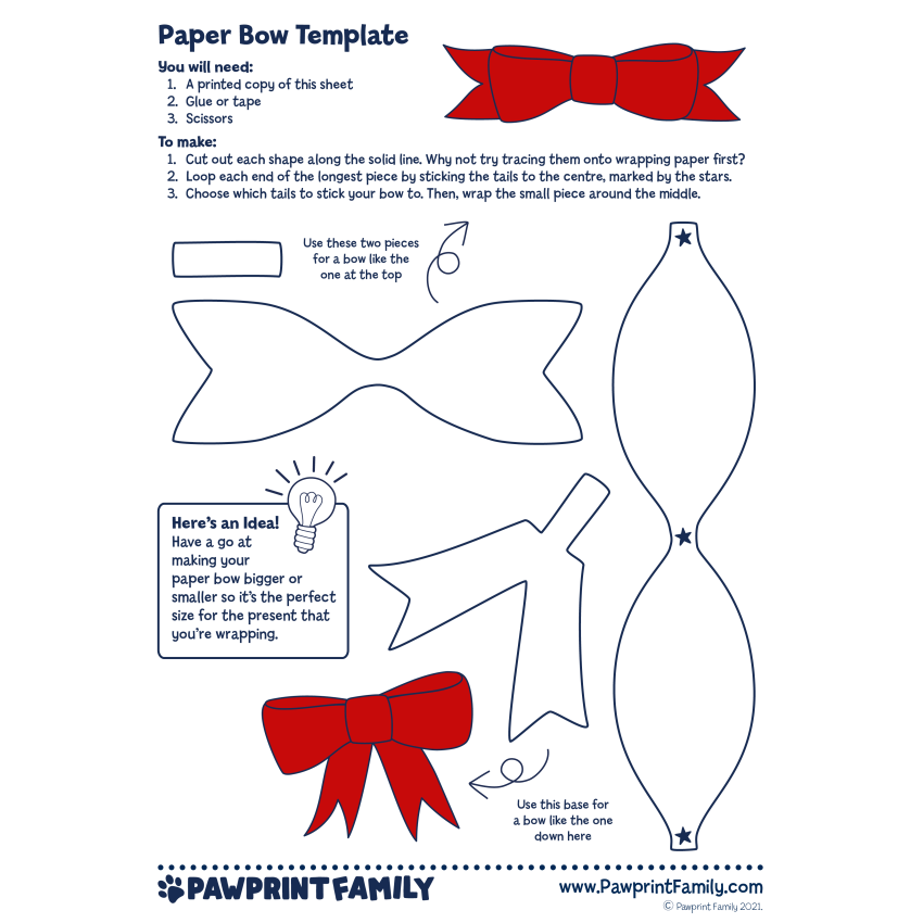 Paper Bow Template Pawprint Family Paper Bow Template Pawprint Family