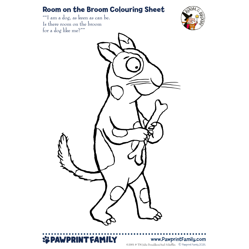 Photograph: Room on the Broom Colouring Sheet - Dog