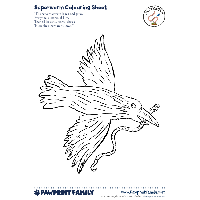 Photograph: Superworm Colouring Sheet - Crow