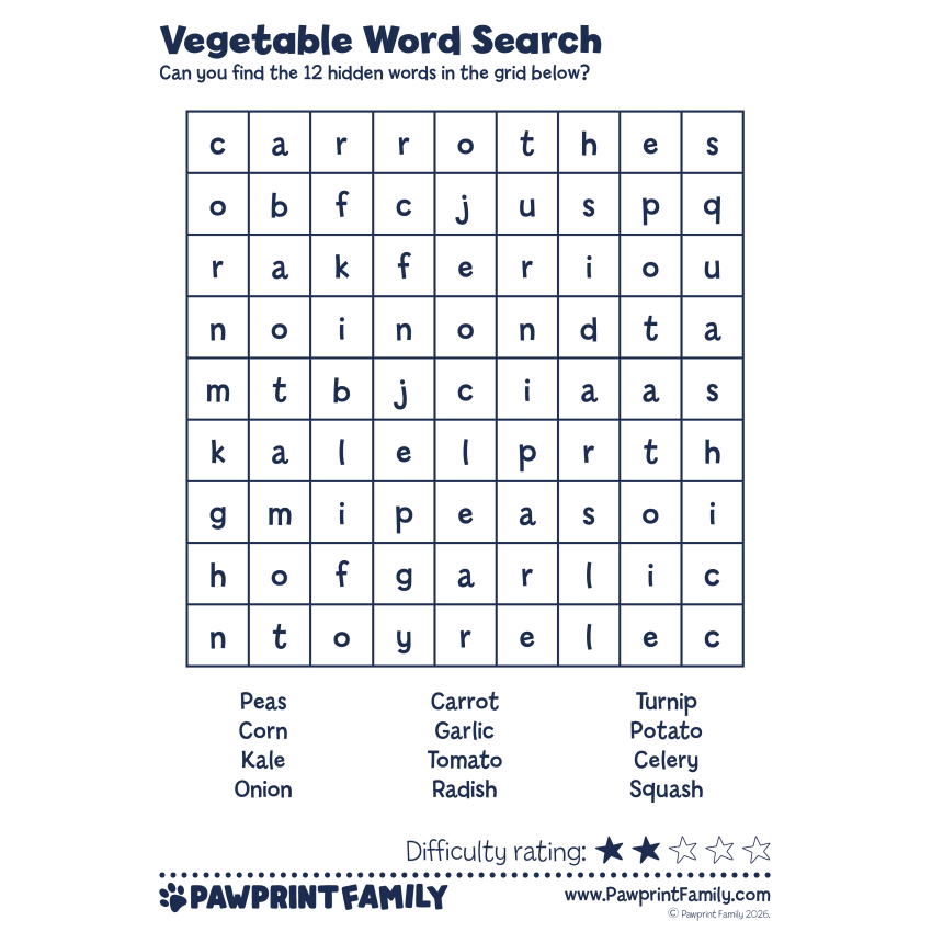 Photograph: Vegetable Word Search