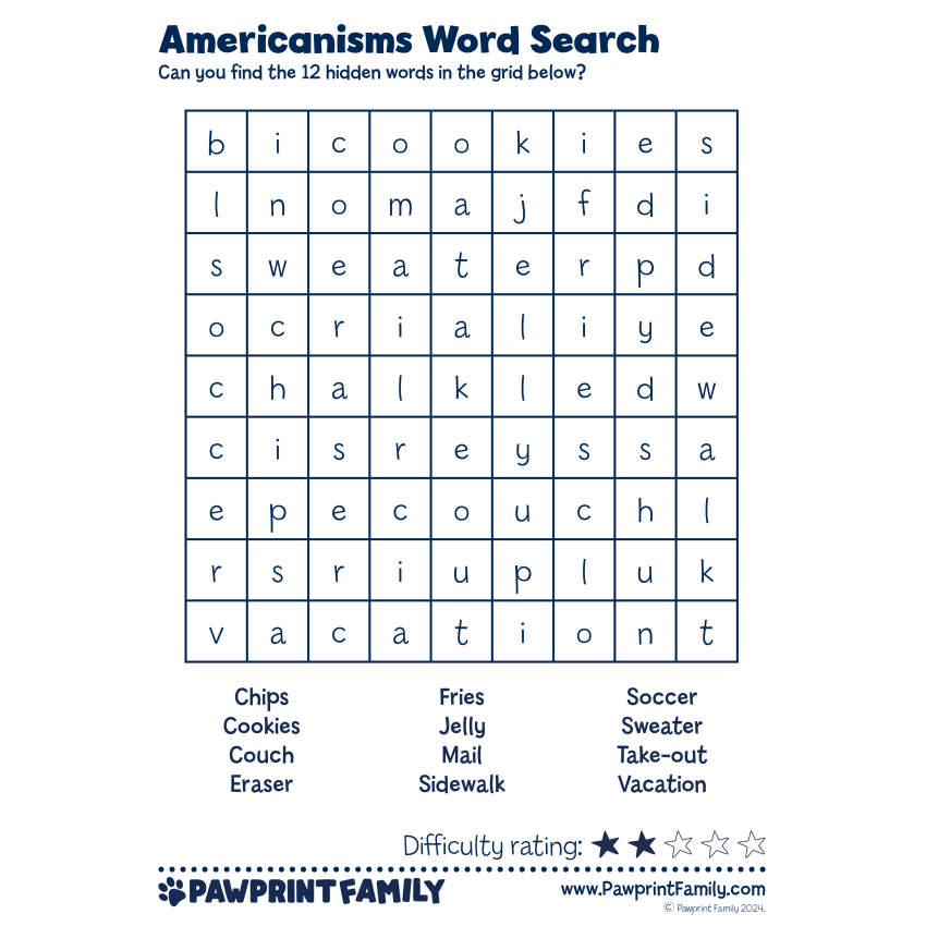 Photograph: Word Searches - Americanisms