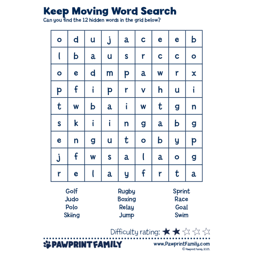 Photograph: Word Searches - Keep Moving