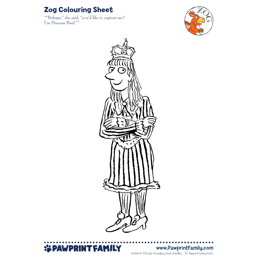 Photograph: Zog Colouring Sheet - Princess Pearl