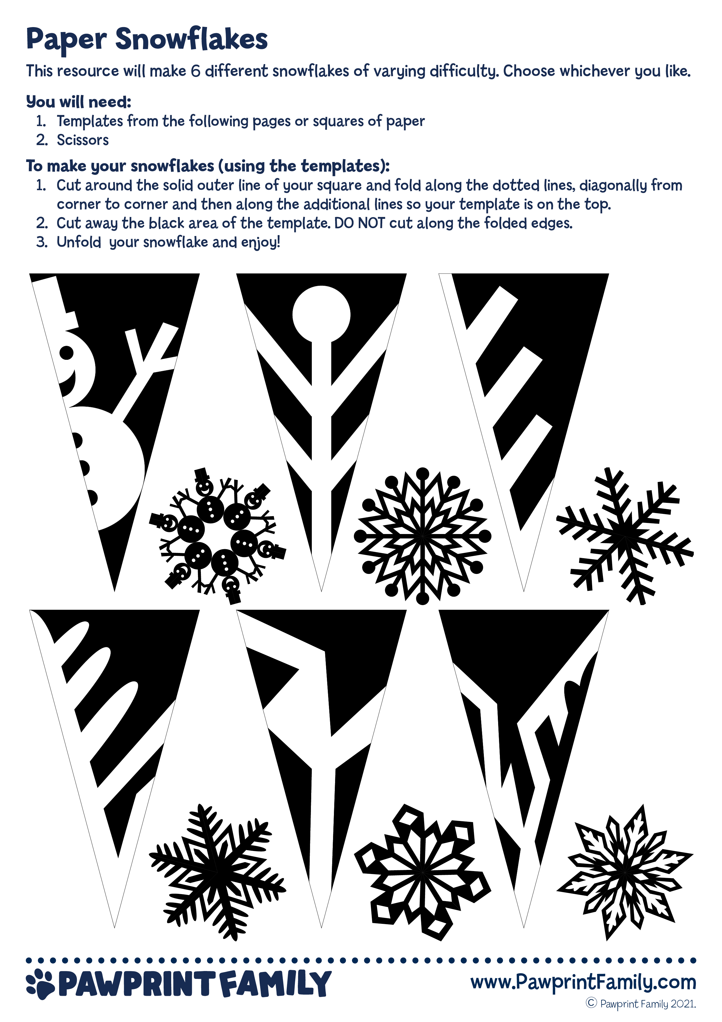 Paper Snowflakes - Pawprint Family