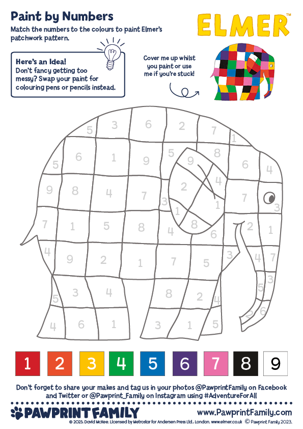 Elmer Paint by Numbers - Pawprint Family
